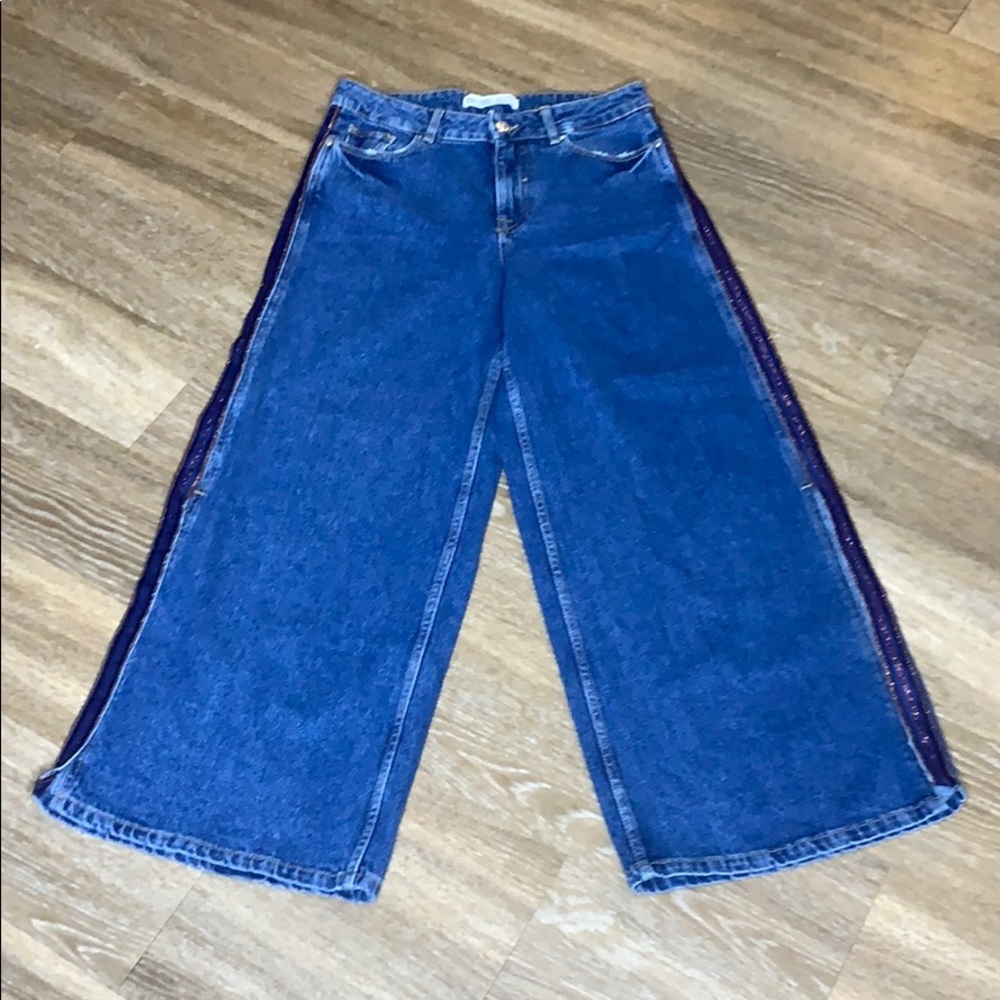 Zara wide leg ankle crops 11” high rise size 4